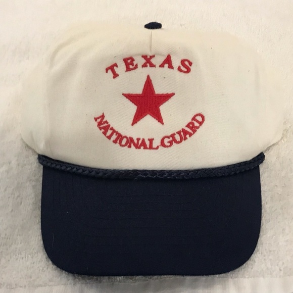 Nissun Cap's "Texas National Guard" Adjustable Cream&Blue&Red Vintage Ball Cap - Picture 14 of 14